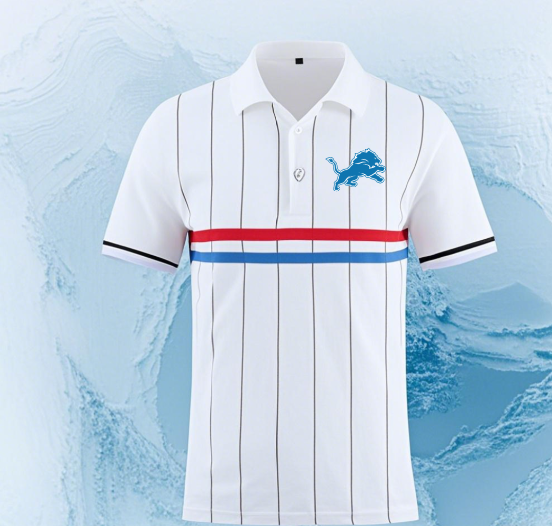 Detroit Lions white style 4 Men 2025 NFL polo T shirt